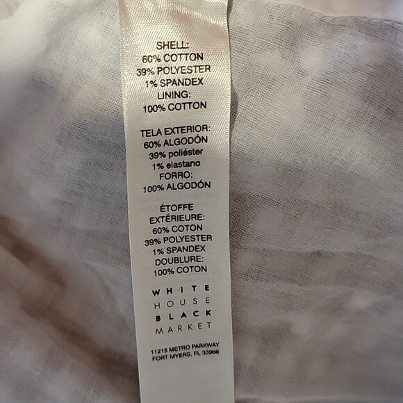 White House Black Market Women's Sz M Off Shoulder Top Gingham Lined 3/4 Sleeve - Picture 5 of 5